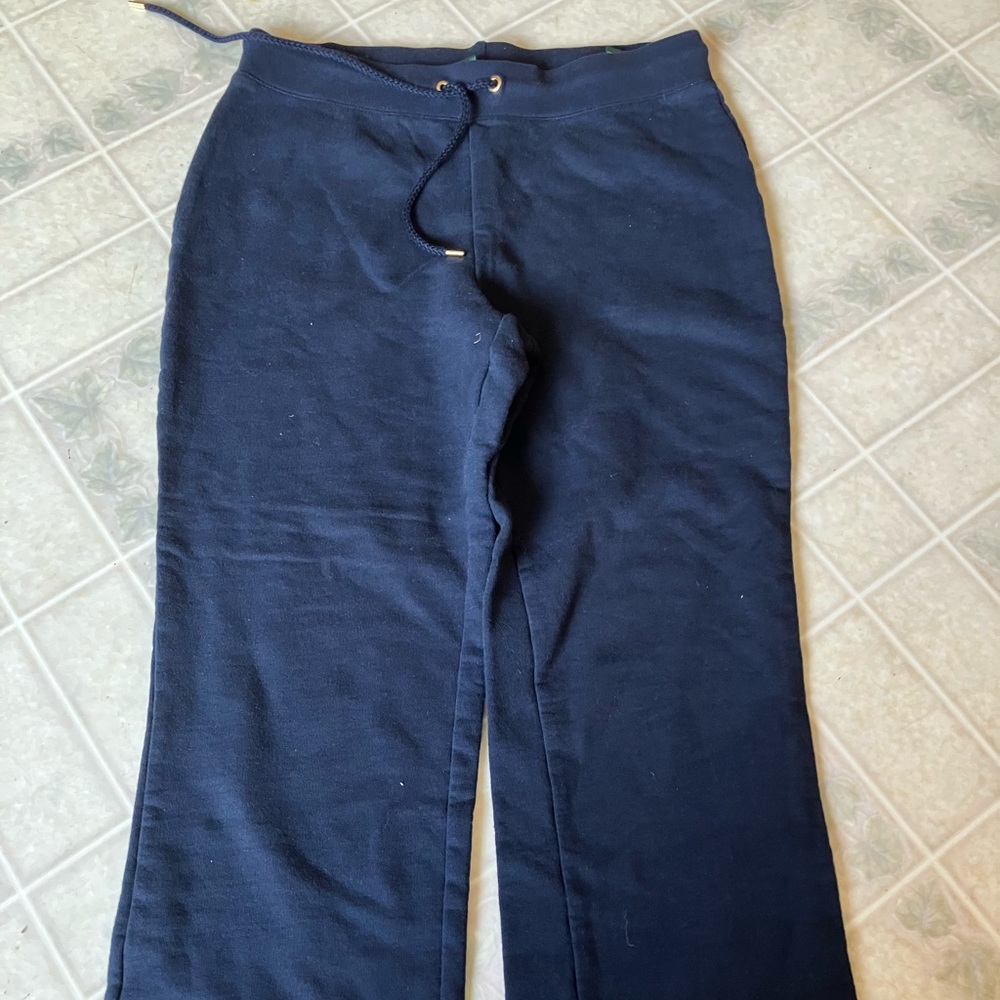 Lauren Ralph Lauren navy blue‎ French Terry cropped Capri Pull on Pants